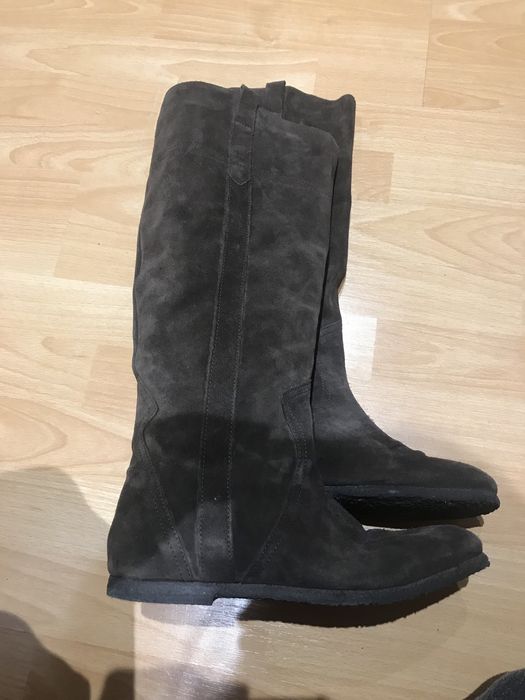 Cizme de dama maro inchis piele intoarsa