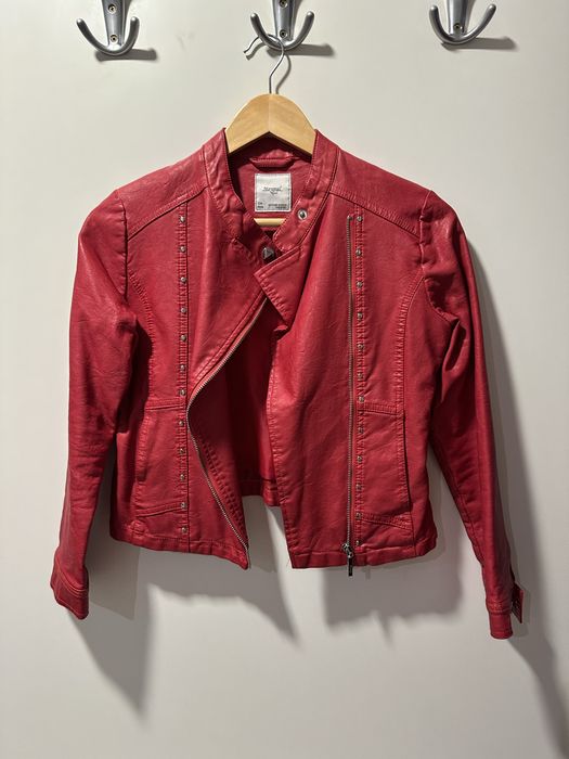 Детско червено кожено яке на Майорал за момиче