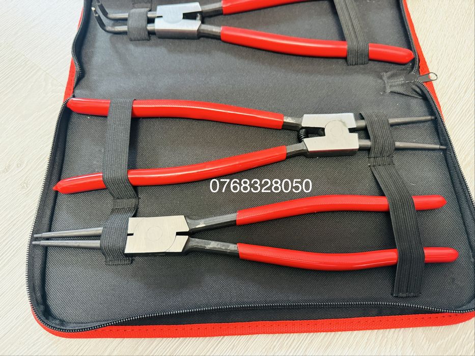 SET 4 Clesti Profesionali Pentru Sigurante SEEGER + Husă cu Fermoar