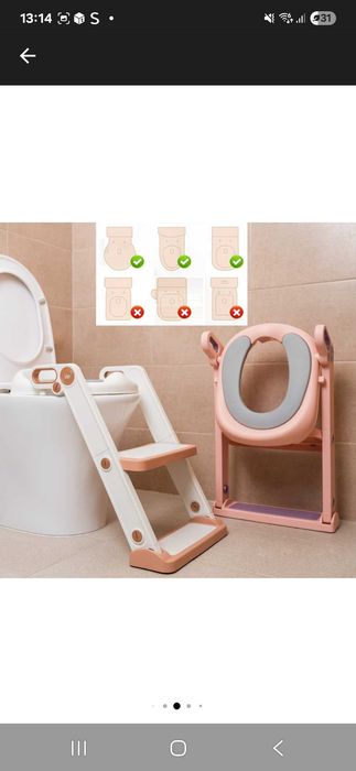 Reductor WC copii cu scarita pliabila si sezut moale Babysnugg Alb