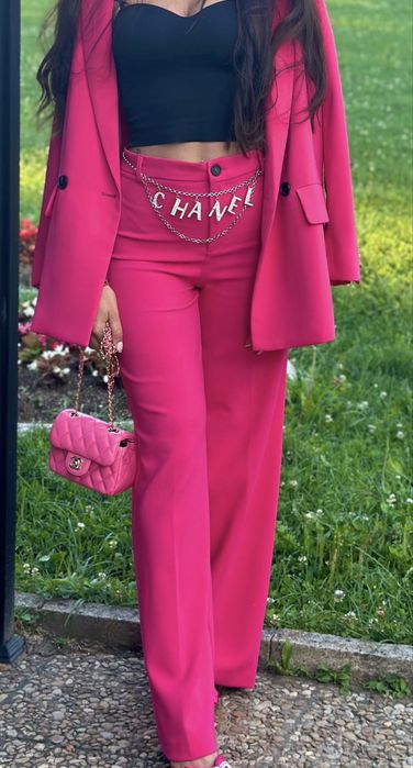 Сет сако и панталон зара zara цвят циклама