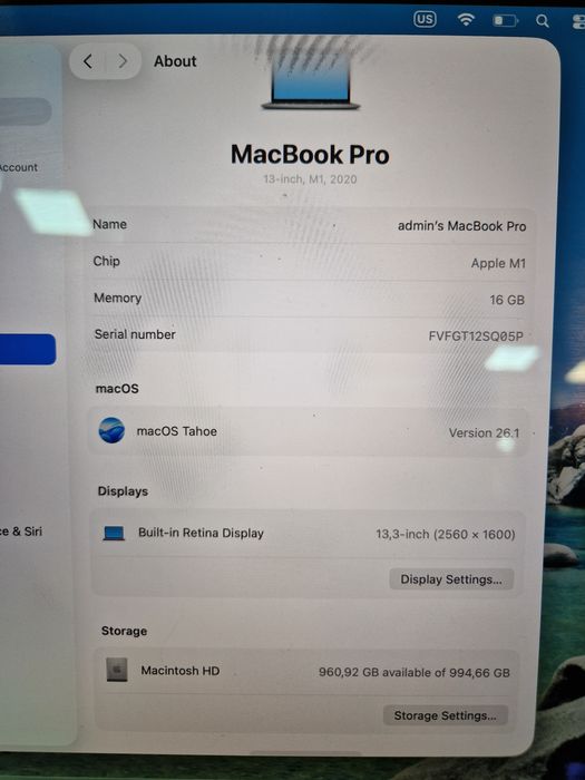 Macbook pro 13 M1 16gb ram 1Tb SSD 44cicluri Amanet Crangasi Lazar