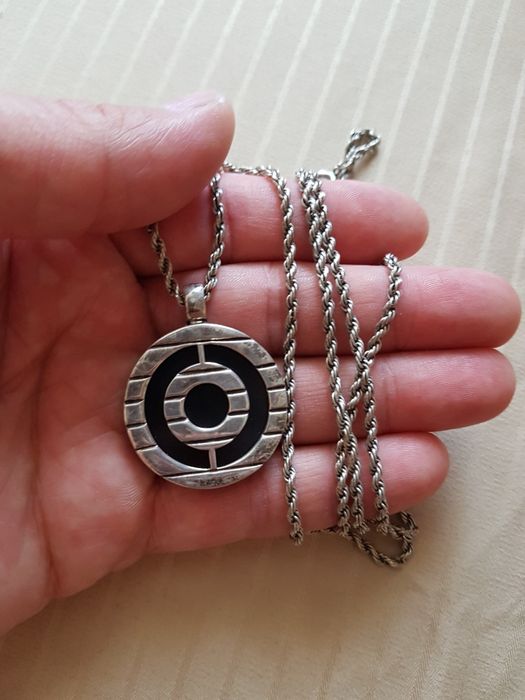 Lant argint 925 Peru,pandantiv peruvian pachamama,onix negru,deosebit