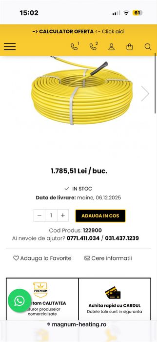 Cablu imcalzire pardoseala electic.