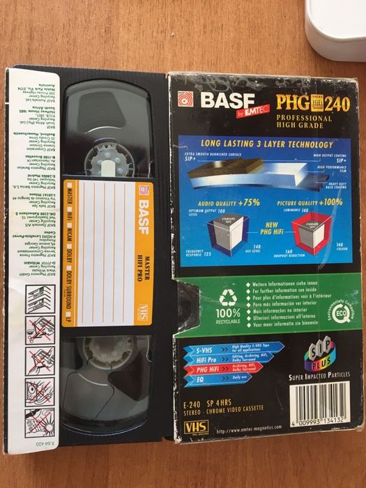 Видеокассета VHS EMTEC(BASF) профессиональная, новая