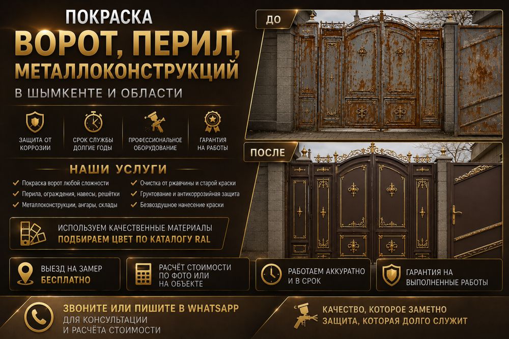 Покраска варот дарбаза крыша ангары