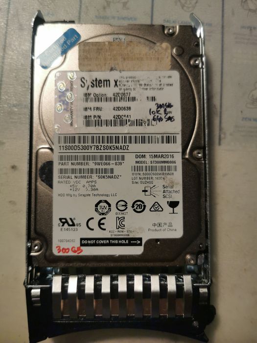 Hdd server 2,5 Slim 300gb SAS 6gb, 10000 rot/min