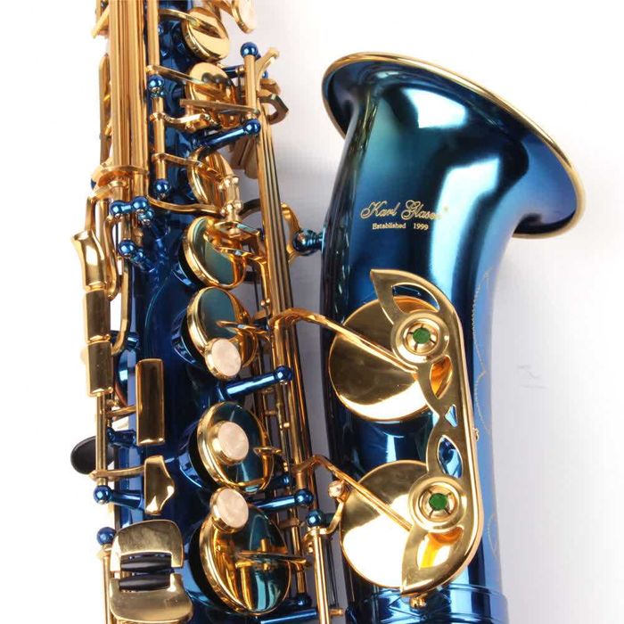 Saxofon Alto Karl Glaser ALBASTRU+AURIU NOU curbat Saxophone Germania