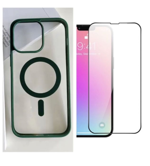 Husa Compact Magsafe + Folie Sticla Iphone 14/15/16E/16/PRO/MAX/PLUS