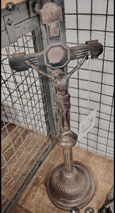 Crucifix / Cruce veche masivă de masă/altar – 50 cm