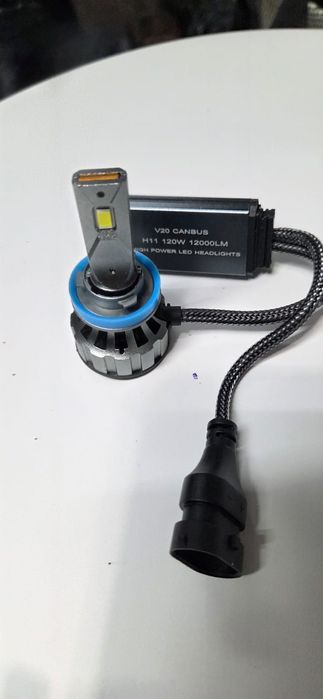Set 2 Becuri LED H11 Canbus 120W – 12000 LM, 6000K Alb Rece, V20