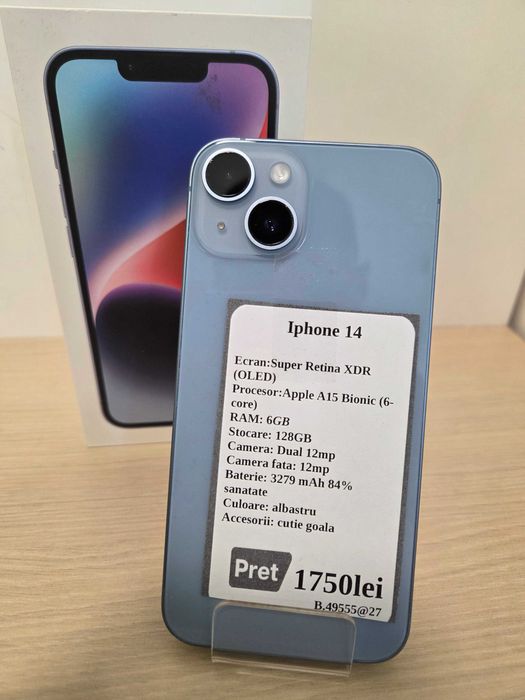 Iphone 14 5G 128GB (ECA27 b.49555)-Garantie 2 ani!