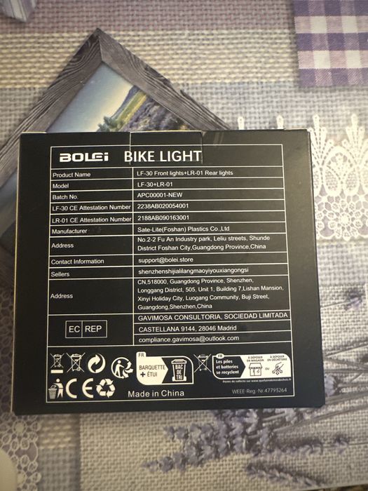 Set de lumini pentru bicicleta BOMSTOM, LED, Fata/ Spate, Negru