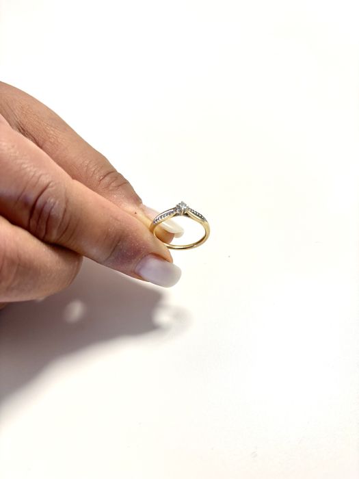 Inel logodnă aur 14K (585) cu diamant natural | Mărimea 55