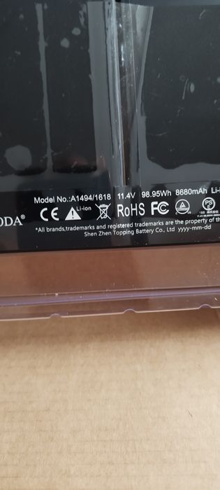 A1494 батерия за лаптоп Apple, 6 клетки, 11.4V, 98.99Wh 8680 mah