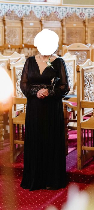 Rochie neagra de gala, din matase - Promesis, marime 48
