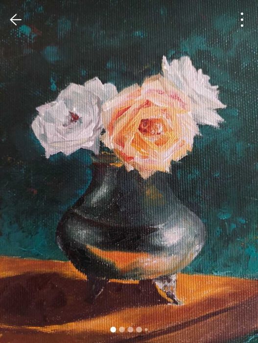 Tablou ulei pe pânză, trandafiri,flori ,cadou