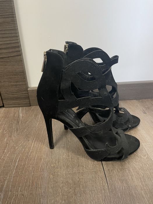 Sandale cu toc, negre, Benvenuti, marimea 37