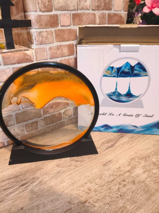 decor birou aoderun – clepsidră 3d cu nisip, 28 cm, portocaliu