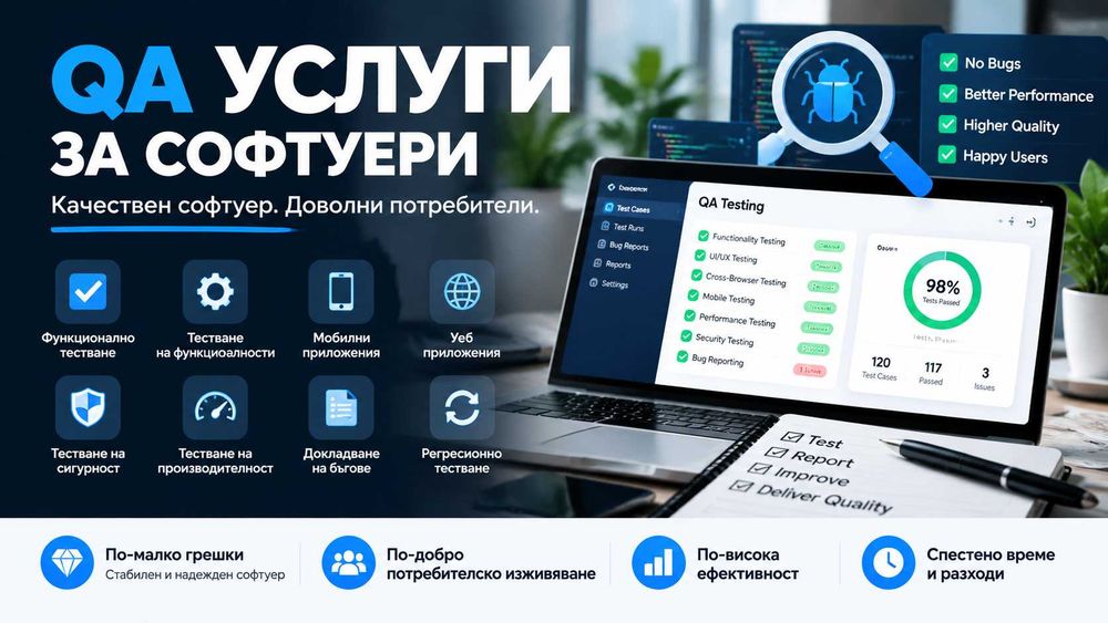QA услуги за софтуер | Тестване на Web, Mobile и SaaS приложения