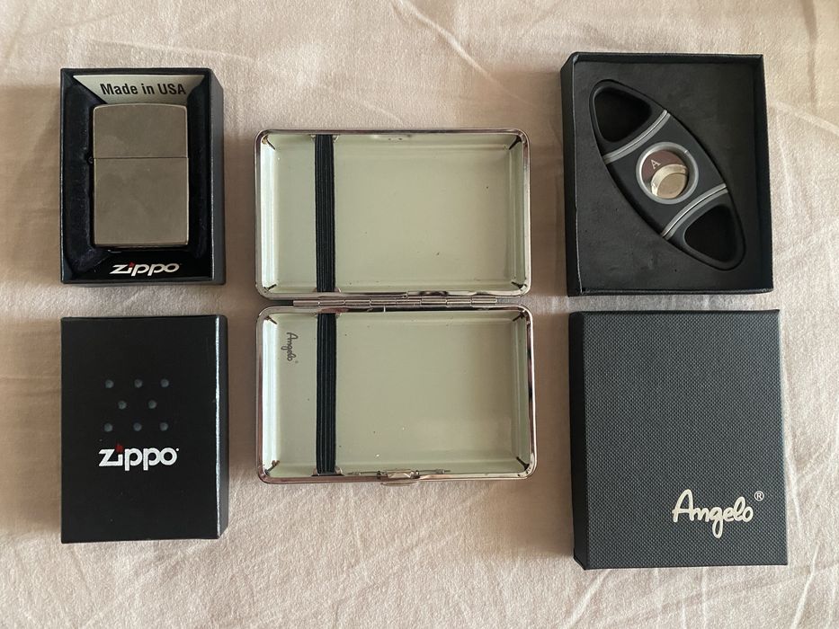 Zippo + Angelo (cutter + tabacheră)