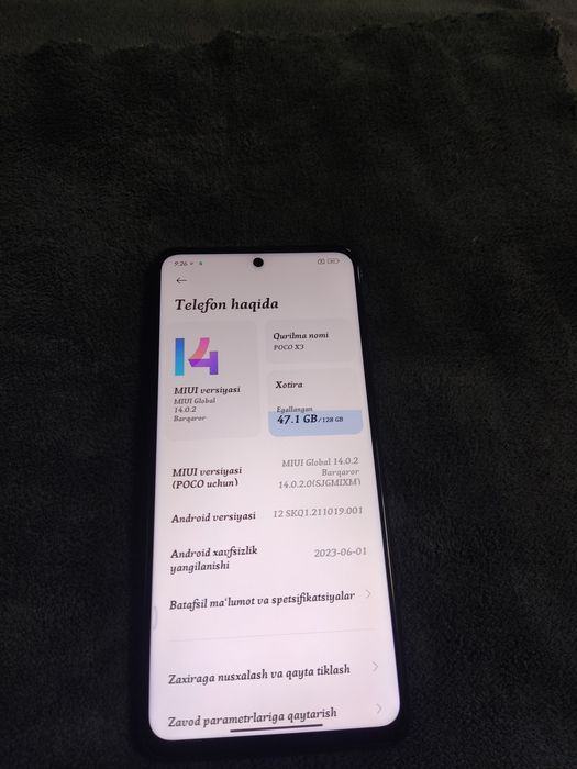 Poco  x3 telifon