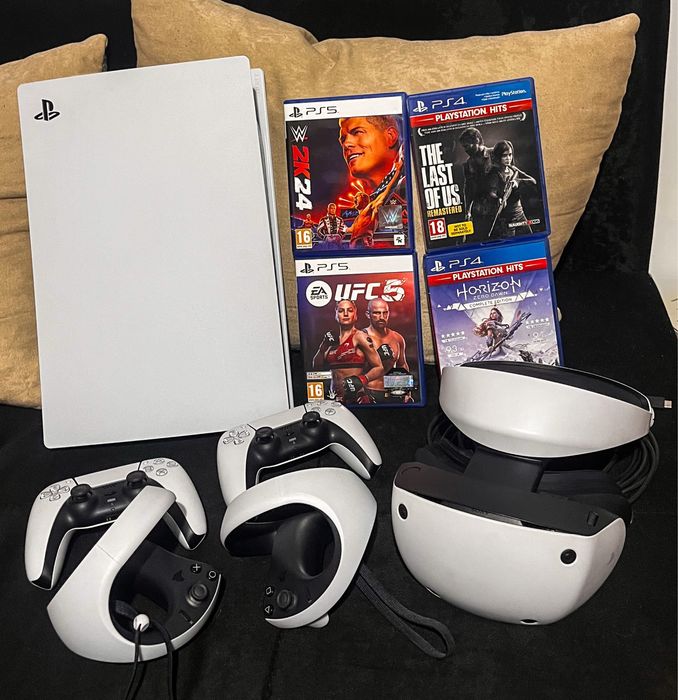 PS5 + PS VR2 + 2 контролера + игри | ПЪЛЕН КОМПЛЕКТ