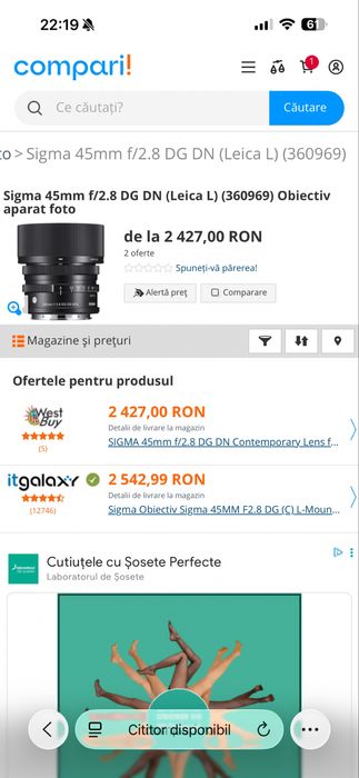 Obiectiv Foto Sigma 45mm f/2.8 DG DN (Leica L) - NOU