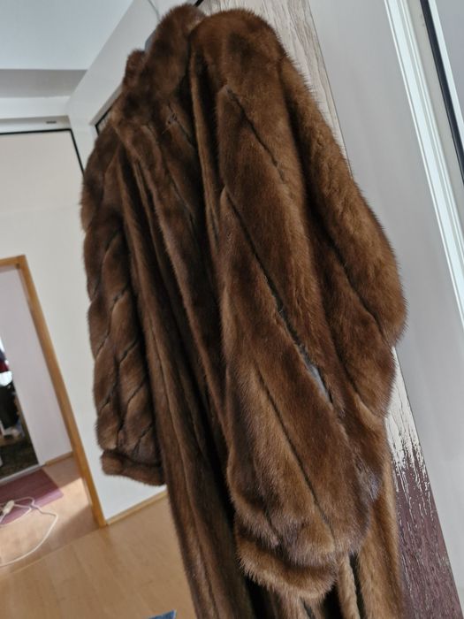 Palton din blana naturala cu piele M-L
