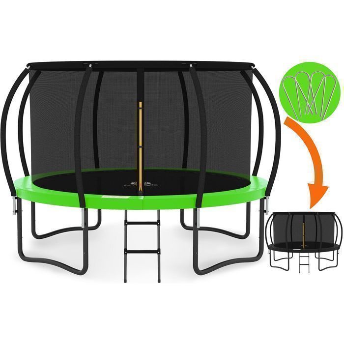 Trambulina pentru Copii KangoJump 12FT/365CM No Gap Design,  Plasa Protectie, Ancore Anti-Vant incluse, Scara Antiderapanta,  Sarcina 180 Kg