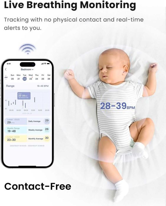 BOOPOO Smart Baby Monitor 2K, нощно виждане,откриване на плач,2.4/5GHz