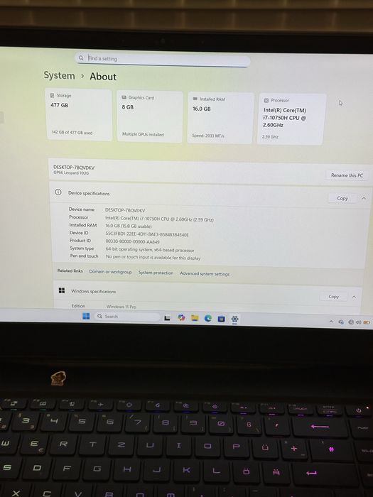 Laptop Gaming MSI GP66 Leopard | RTX 3070 (130W) | i7-10750H |RGB Nou