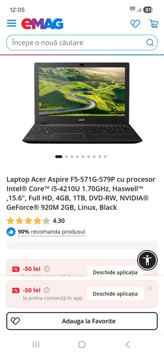 Vând laptop acer
