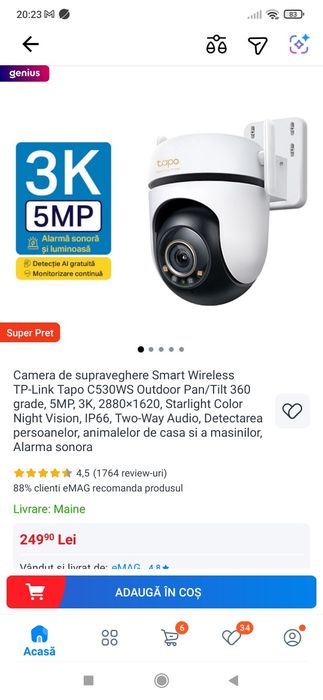 Vând cameră tapo c 510w exterior