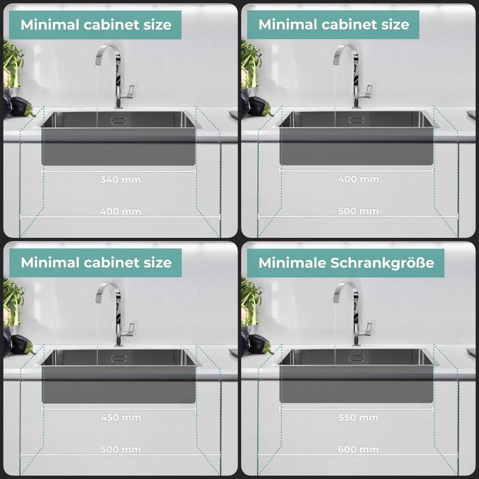 40х40см Кухненска мивка за вграждане от неръждаема стомана + сифон