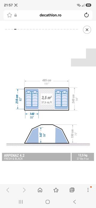 Vând cort Decathlon