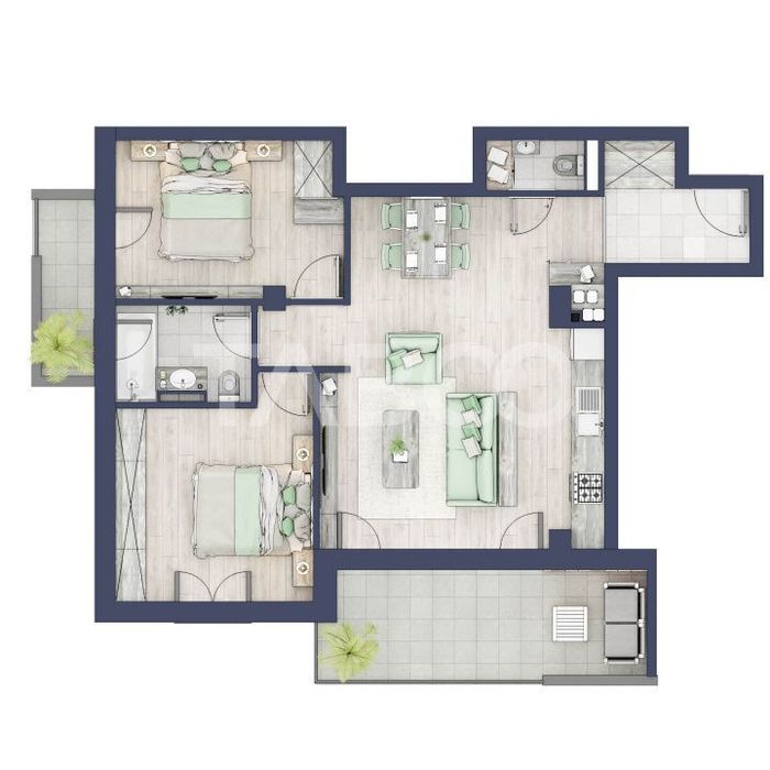 Apartament 3 camere 2 bai bloc cu lift zona de case in Turnisor — fotografia 3
