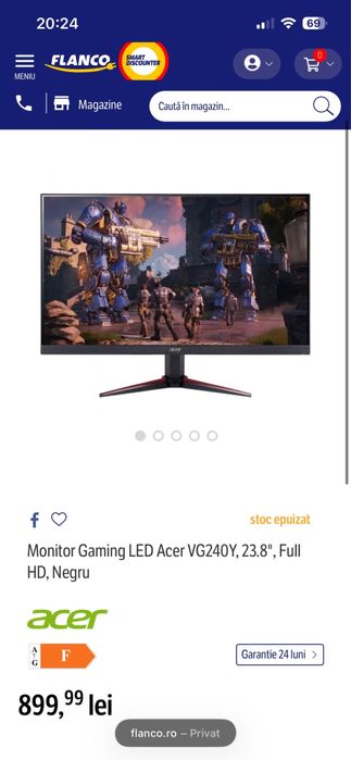 Monitor Gaming Led IPS Acer Nitro VG240Y