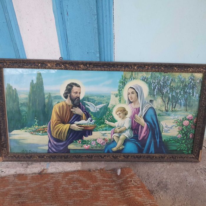 Tablou religios Sfanta Familie si porumbei