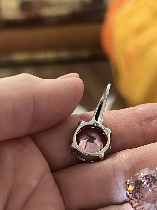 Cercei de argint masiv cu zirconia roz