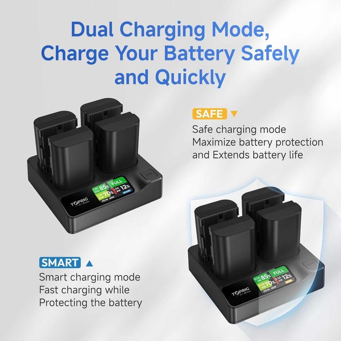 Accsoon TopRig Бърза зарядна станция за 4 батерии Canon LP-E6/NH (60W)