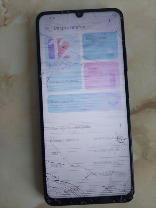 Vând ZTE Blade A72s [cu ecranul avariat] dar [perfect funcțional] //poze reale