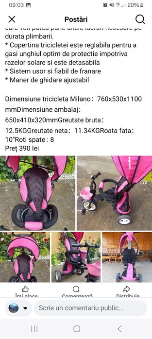 Tricicleta cu poziție de somn