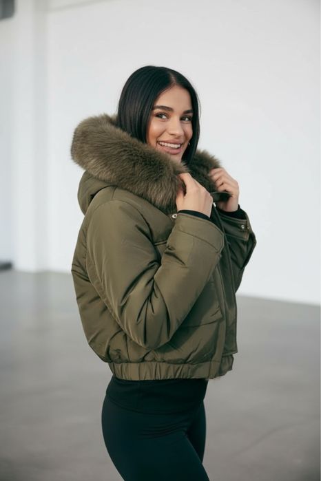 Уникално зимно яке с пухена яка три цвята