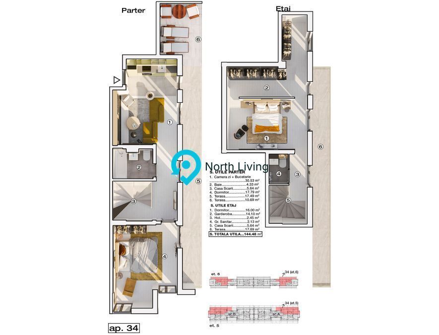 Penthouse 3 camere, 144 mp, terase, Prelungirea Ghencea