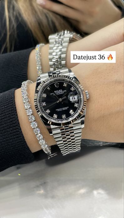 Rolex Date-Just Diamond 36 Black Dial ETA 3235