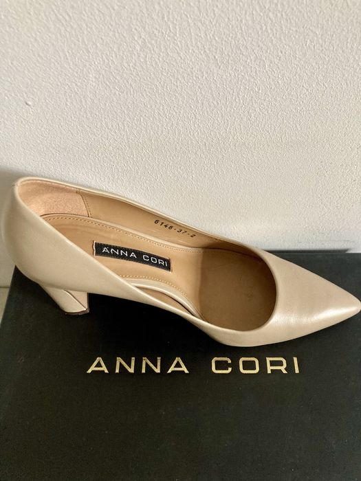 Pantofi stiletto Anna Cori, nude, marimea 37, toc 7 cm