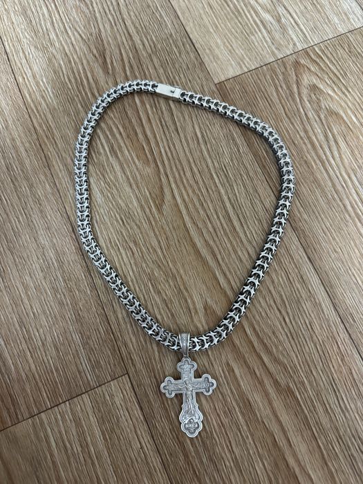 Цепь серебрянная с крестом