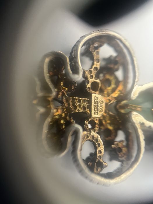 Винтидж висулка 925+14 карата злато с изумруди