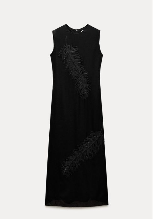 Rochie cu broderie si margele Zara